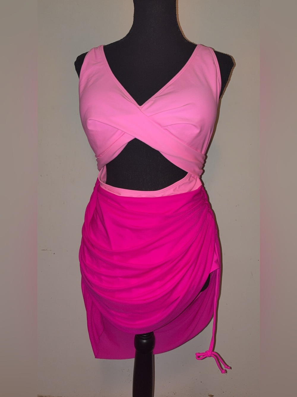 Pink Cutout Wrap Swimsuit